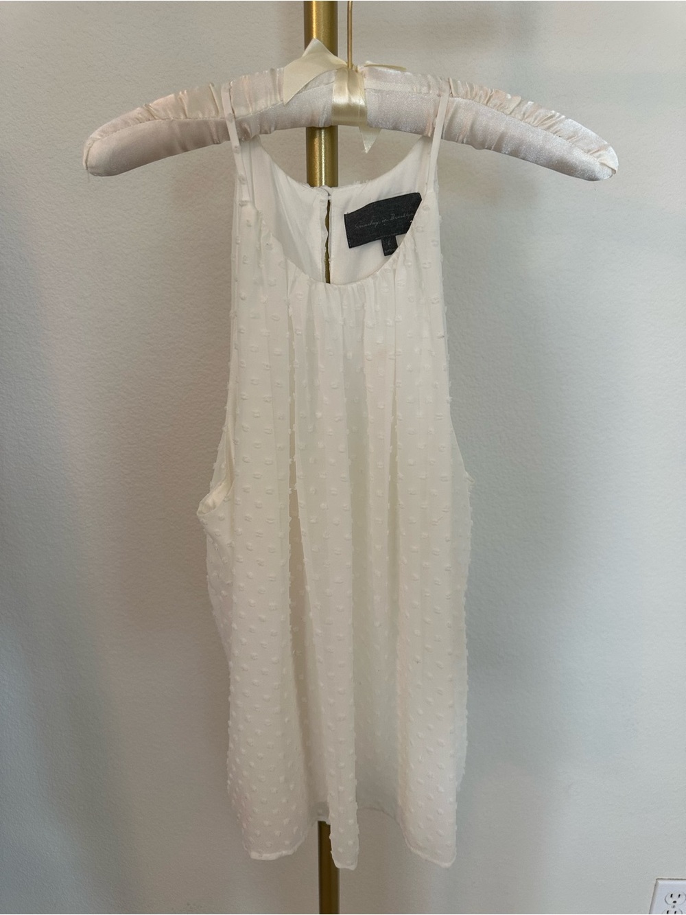 White Swiss Dot Spaghetti Strap Top
